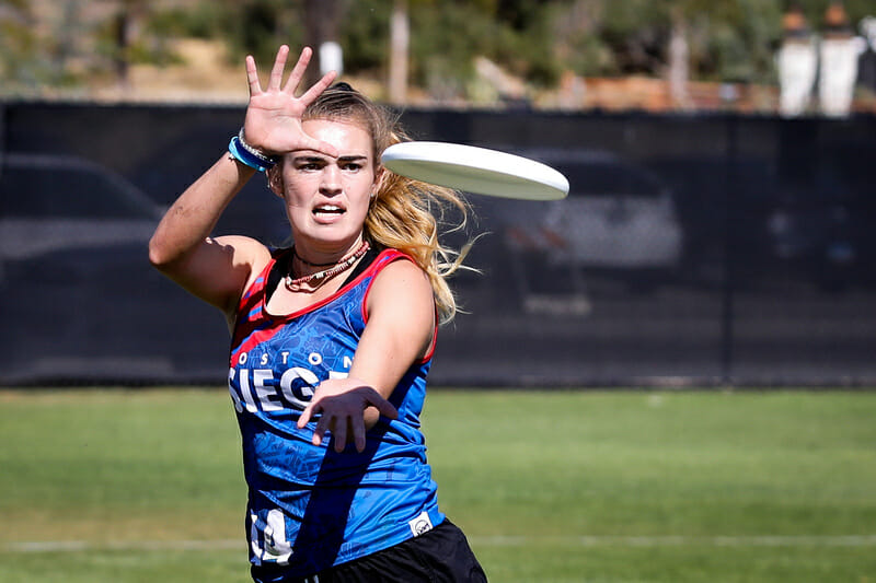 Kennedy McCarthy of Boston Siege at the 2019 Club Championships. Photo: Kristina Geddert -- UltiPhotos.com