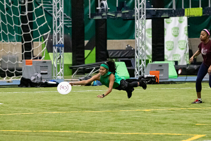 A layout grab at Mercer Midnight Madness. Photo: Evanna Wang -- UltiPhotos.com