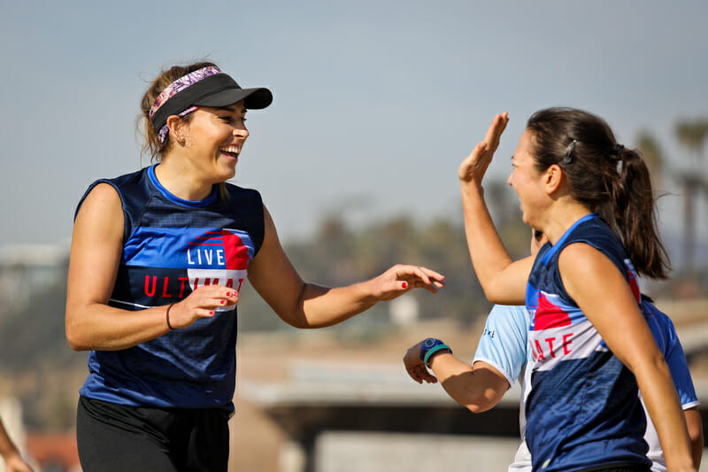 Live Ultimate ambassador Ashleigh Buch (left) worked with USA Ultimate to develop the new Gender Inclusion Policy. Photo: Kristina Geddert -- UltiPhotos.com