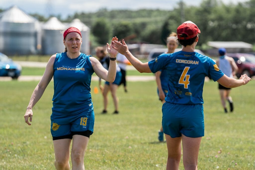 The Premier Ultimate League's Milwaukee Monarchs held their first full practice of 2021. Photo credit: Jake Wilson