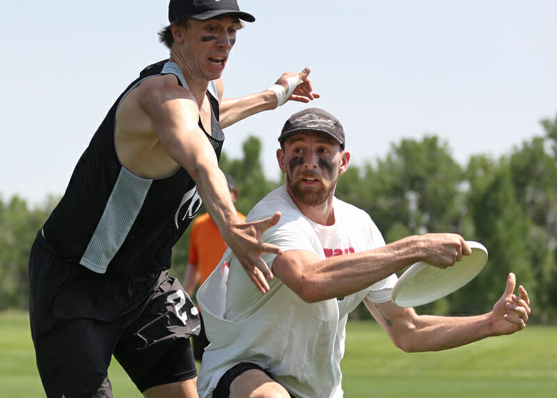 Matt Rehder of Seattle Sockeye vs Denver Johnny Bravo in the 2021 Pro-Elite Challenge men's final. Photo: Ken Forman -- UltiPhotos.com