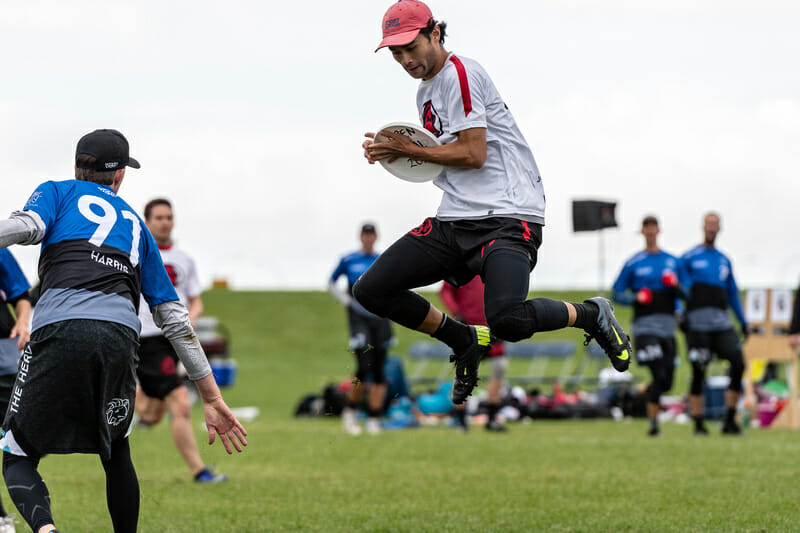 Toronto GOAT vs. Vancouver Furious George in the open final of the 2019 Canadian Ultimate Championship in Edmonton, AB. Photo: Jeff Bell - UltiPhotos.com