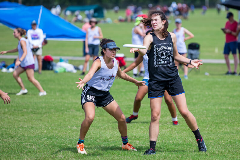 Denver Jackwagon in pool play at South Central Regionals in 2019. Photo: Marshall Morris -- UltiPhotos.com