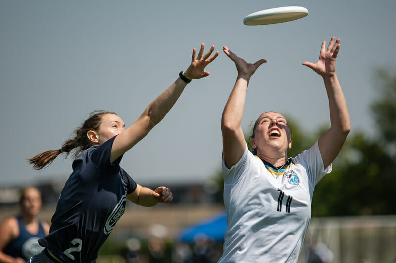 Washington D.C. Grit matches up with Portland Schwa in pool play at the 2021 Pro Championships in Boulder, CO. Photo: Sam Hotaling -- UltiPhotos.com