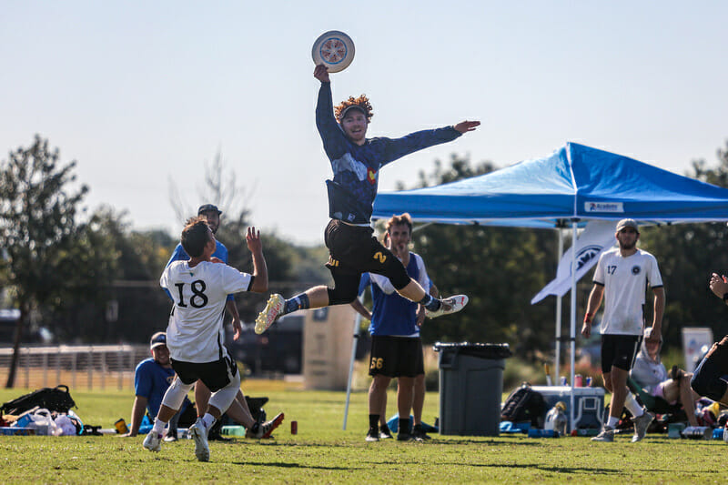 No competition up this high at 2021 South Central Club Regionals. Photo: Matthew Brooks — UltiPhotos.com