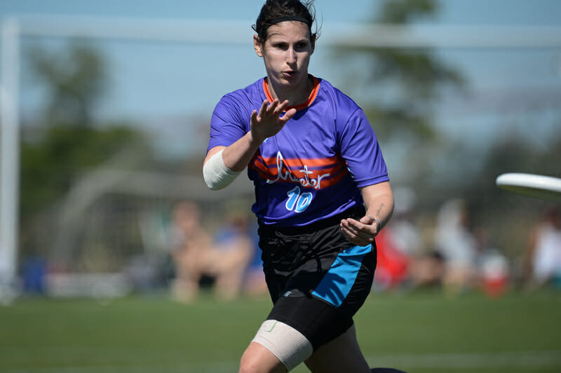 Space Heater's Jenny Fey in bracket play at 2021 Mid-Atlantic Regionals.