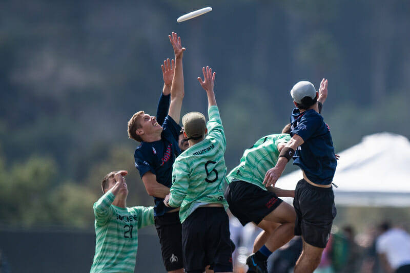 Denver Johnny Bravo vs. Seattle Sockeye in quarterfinals of the 2021 Club Championships. Photo: Sam Hotaling -- UltiPhotos.com