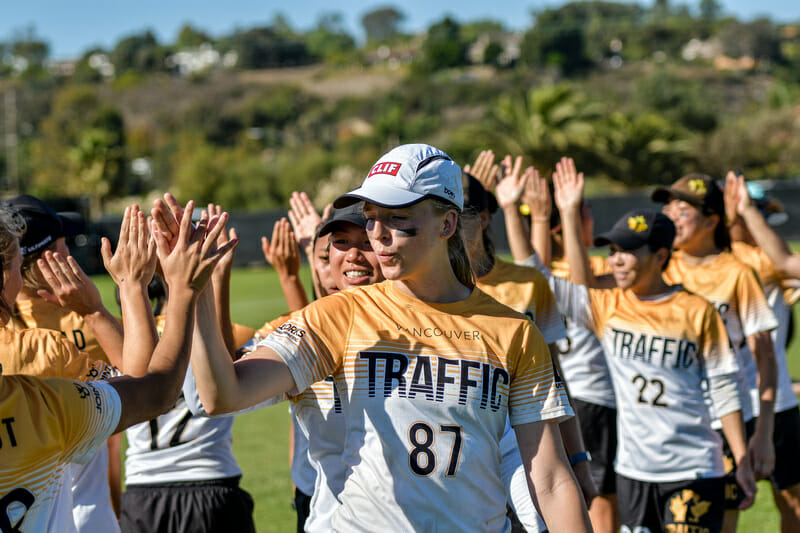 Vancouver Traffic captain Nicola Parker at the 2019 Club Championship. Photo: Jeff Bell -- UltiPhotos.com