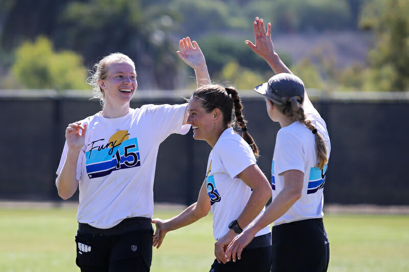 San Francisco Fury absolutely dominated the first day of the 2021 Club Championships. Photo: Kristina Geddert -- UltiPhotos.com