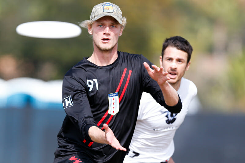 Chicago Machine vs. New York PONY in quarterfinals at the 2021 Club Championships. Photo: William "Brody" Brotman -- UltiPhotos.com