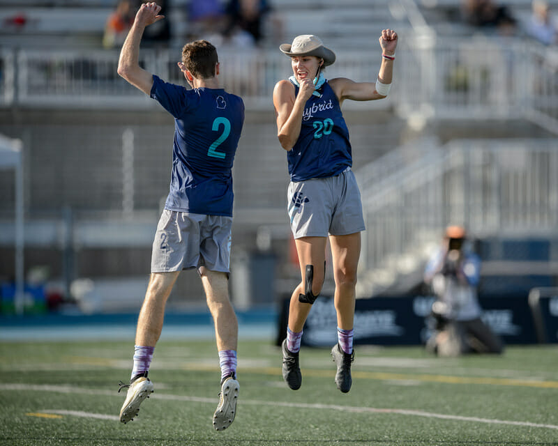 Ann Arbor Hybrid's Justin Perticone and Madalyn Simko both received votes in our 2021 Club Awards. Photo: Kevin Leclaire -- UltiPhotos.com