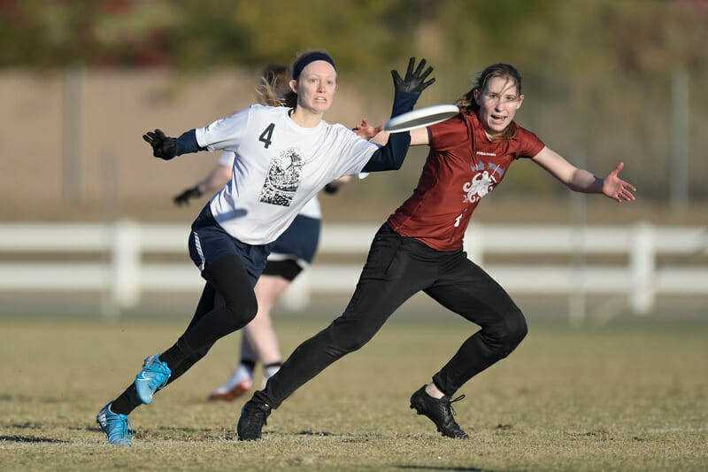 Truman State's Anna Sullivan lines up a potential block against Puget Sound at the 2021 D-III College Championships.