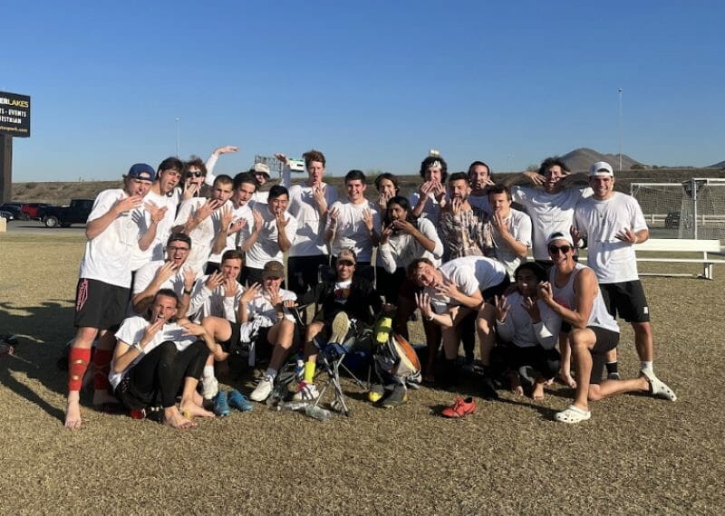 Claremont's Alex Rubin (seated center). Photo: Claremont Ultimate