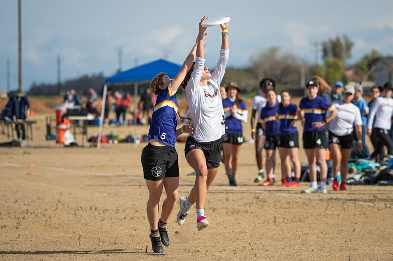 Texas Sanja Stojcic goes up for the tough grab at the 2022 Stanford Invite.