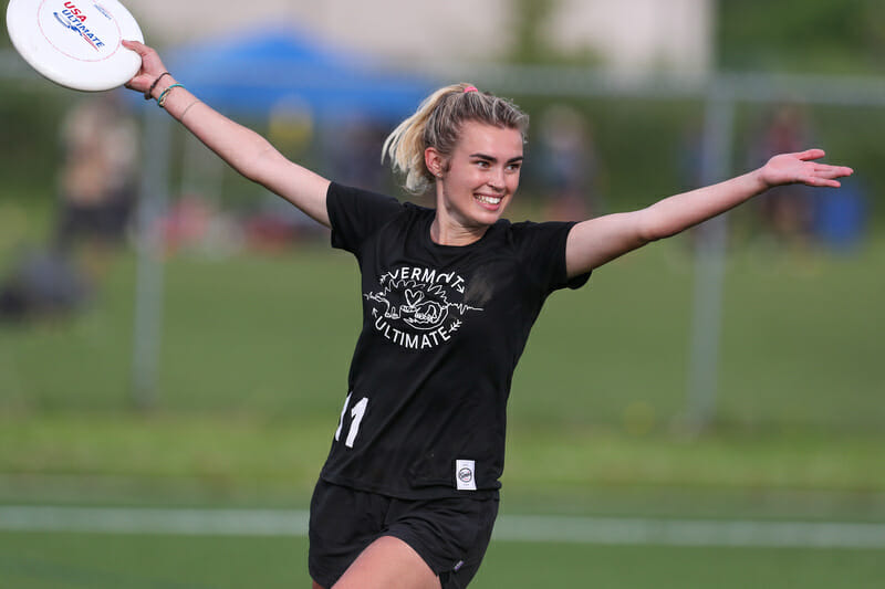 Vermont's Kennedy McCarthy put up a huge performance in Vermont's prequarter win. Photo: Paul Rutherford -- UltiPhotos.com