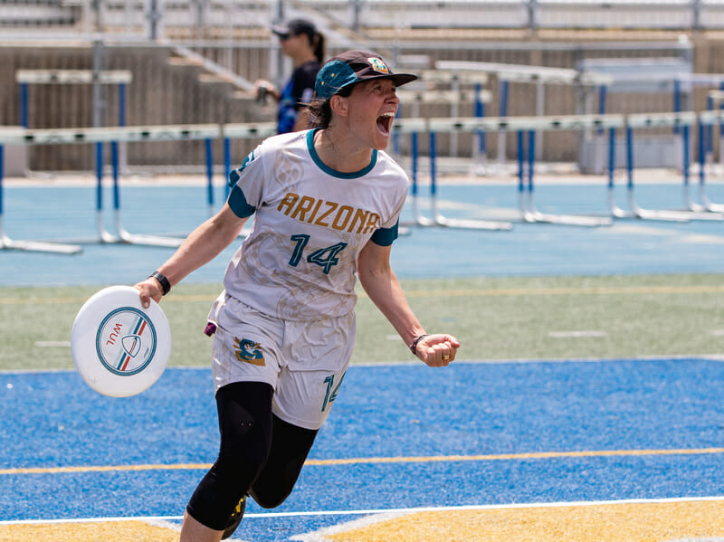 Sidewinders' Jade McLaughlin celebrates in the third place game of the Western Ultimate League 2022 ChampSidewinders' Jade McLaughlin celebrates in the third place game of the Western Ultimate League 2022 Championship Weekend.ionship Weekend.