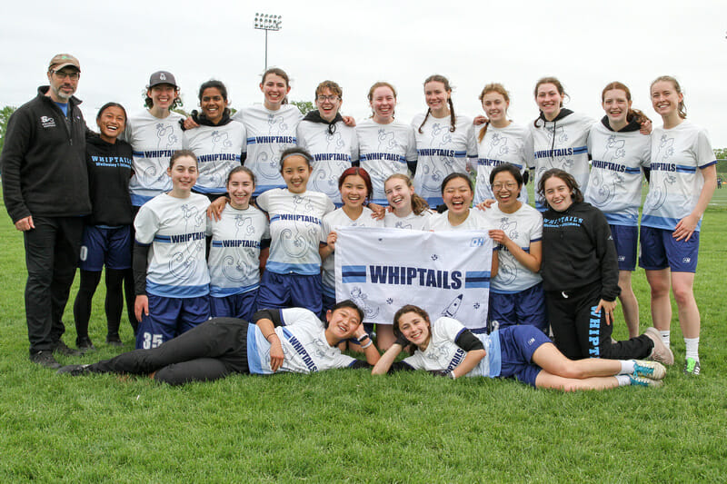 The Wellesley Whiptails at the 2022 D-III College Championships. Photo: William 'Brody' Brotman -- UltiPhotos.com