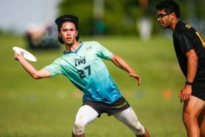 Cal Poly SLO's KJ Koo at the 2022 USA Ultimate frisbee D-I College Championships. 