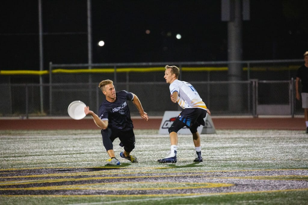 San Diego Growlers' Goose Helton in a matchup against Salt Lake Shred during the 2022 AUDL regular season.