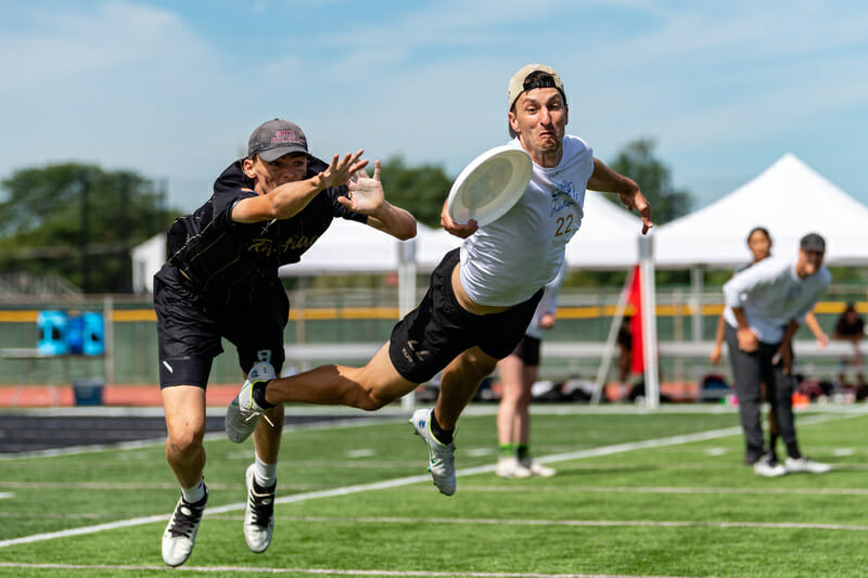 Seattle Mixtape's Evan Klein bids for a disc during the gold medal match of the 2022 WFDF World Ultimate Club Championships. 