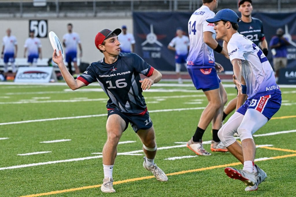 Carolina Flyers' Anders Juengst during their 2022 South Divisional championship in the AUDL playoffs.