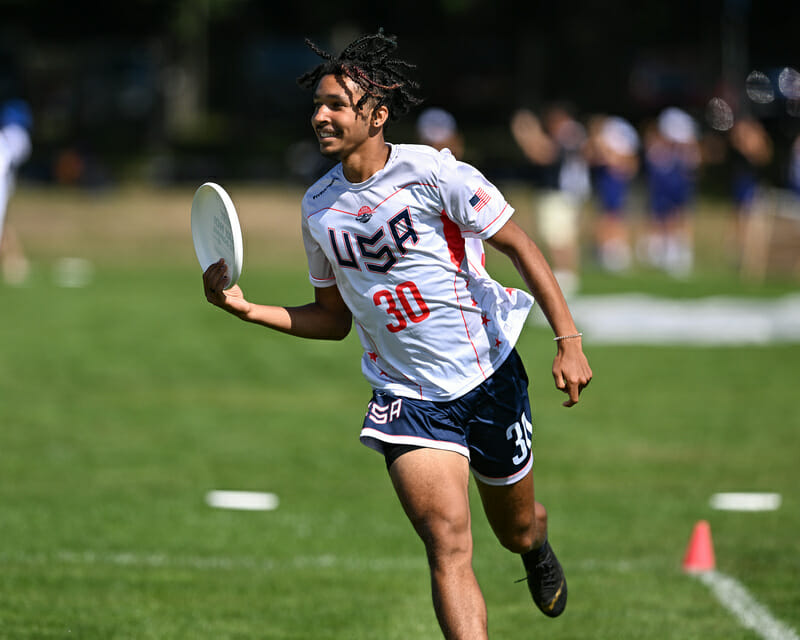 Zeppelin Raunig was one of the stars of the day for the US as they kicked off WJUC 2022. Photo: Kevin Leclaire -- UltiPhotos.com