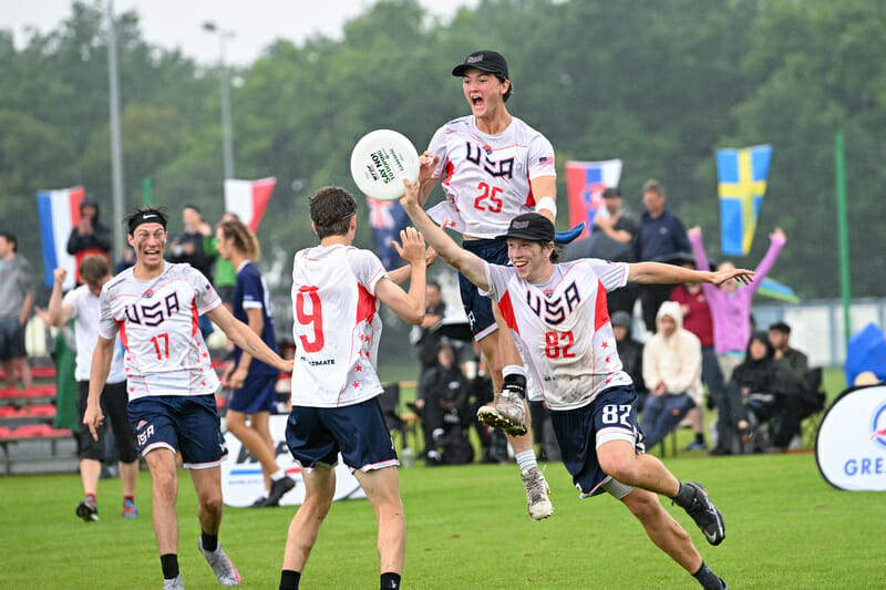 USA Ultimate on X: 🏆 WORLD CHAMPIONS 🇺🇸 Team USA in the grand masters  open division goes undefeated from the 2023 @wfdf_wbuc to claim gold,  winning in the finals 12-9 over Philippines! #