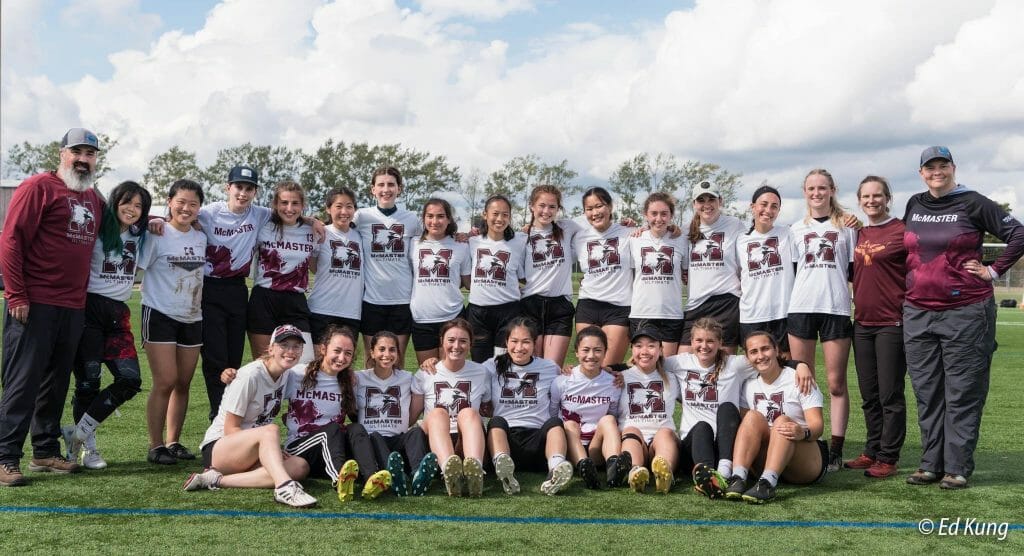 McMaster Women’s Ultimate after their first place win at Steeltown in Burlington ON. Photo: Ed Kung