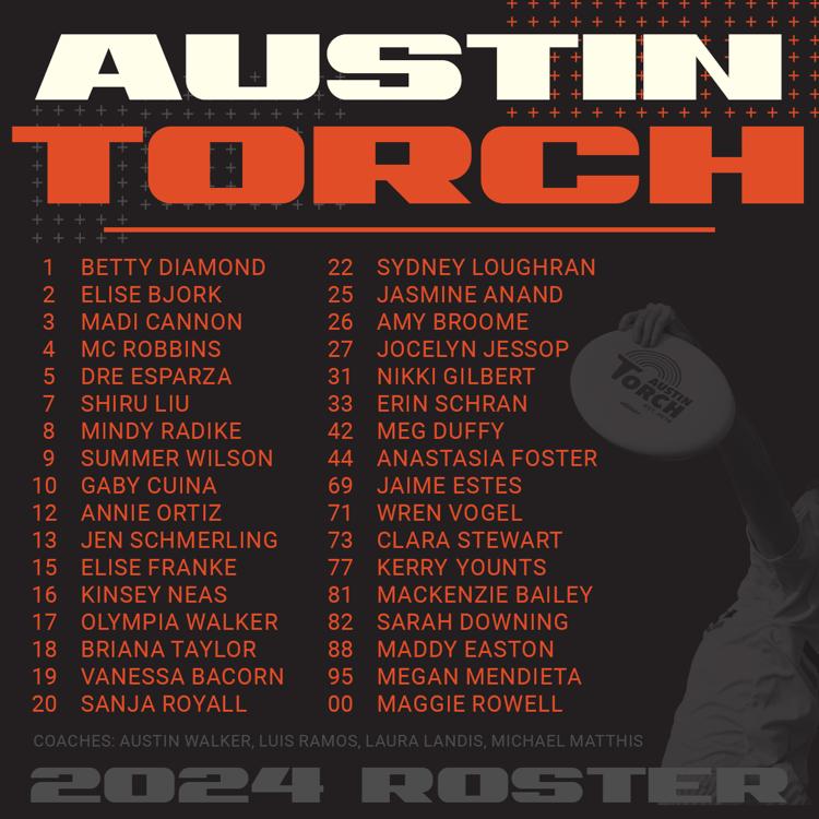 premier ultimate league austin torch ultimate frisbee roster 2024