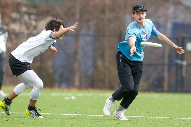 Texas' Jake Worthington releases a backhand at the ultimate frisbee tournament Smoky Mountain Invite 2024. Photo: William "Brody" Brotman - UltiPhotos.com