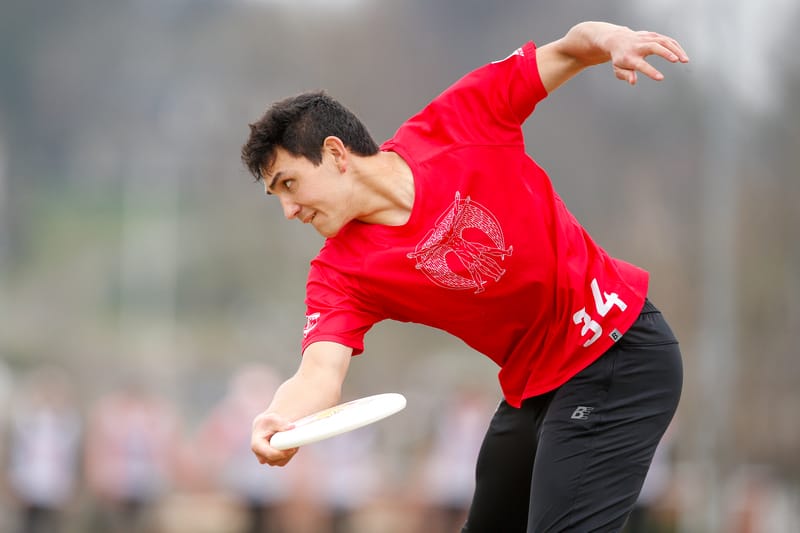 Pittsburgh's Henry Ing with the pull at the D-I men's college ultimate frisbee tournament, Smoky Mountain Invite 2024. Photo: William "Brody" Brotman - UltiPhotos.com