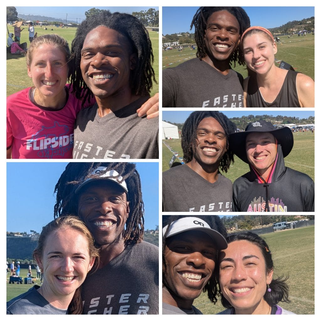 Coach Dunte Hector with players at the 2025 Ultimate Frisbee Club Championships. Photo: Dunte Hector